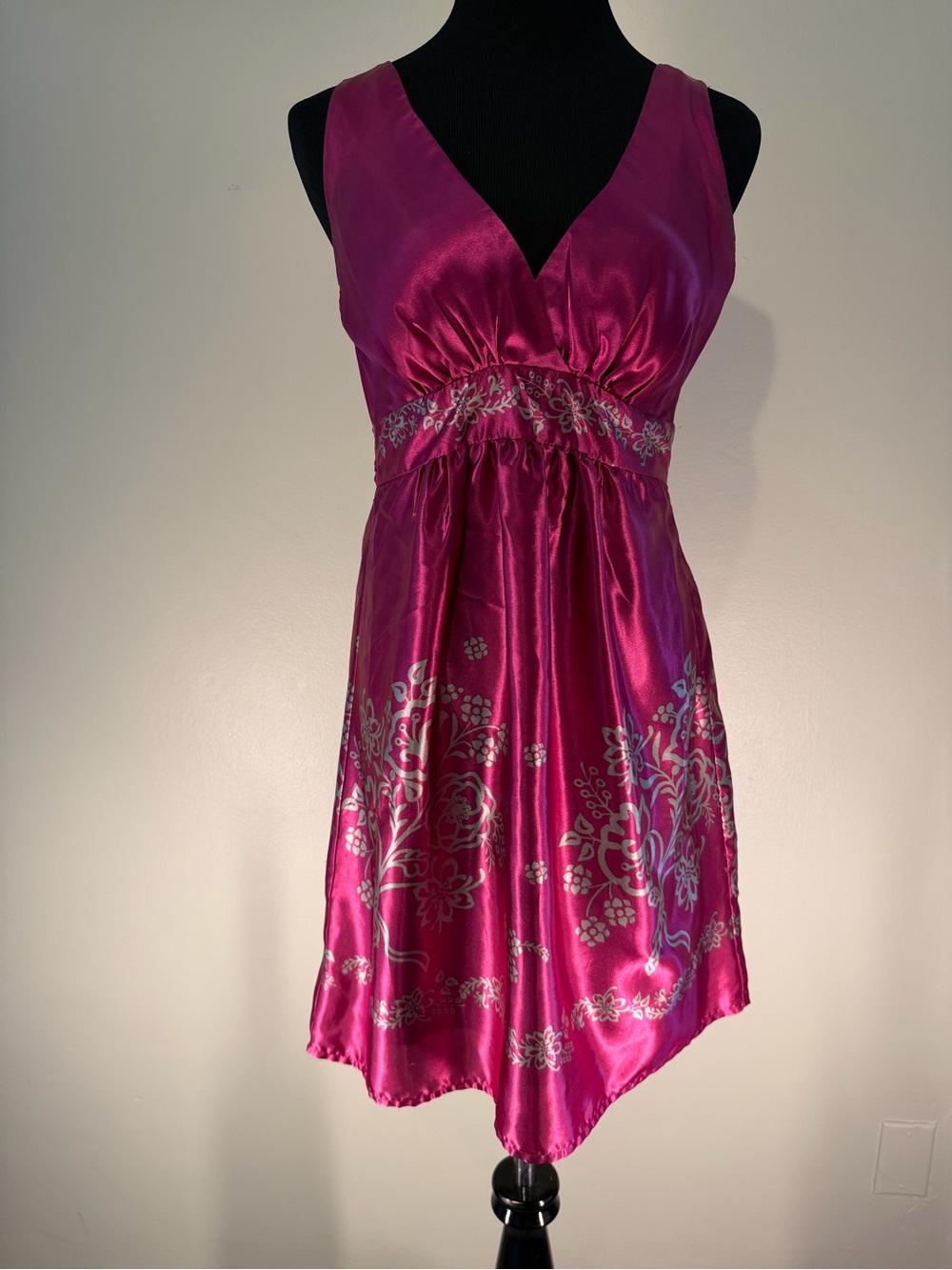 Forever 21 Pink and Silver Floral Satin Mini Dress